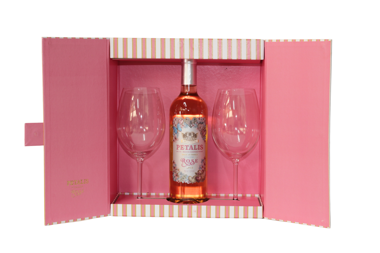 KIT CAIXA PERSONALIZADA 1 GARRAFA PETALIS E 2 TAÇAS