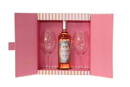 KIT CAIXA PERSONALIZADA 1 GARRAFA PETALIS E 2 TAÇAS