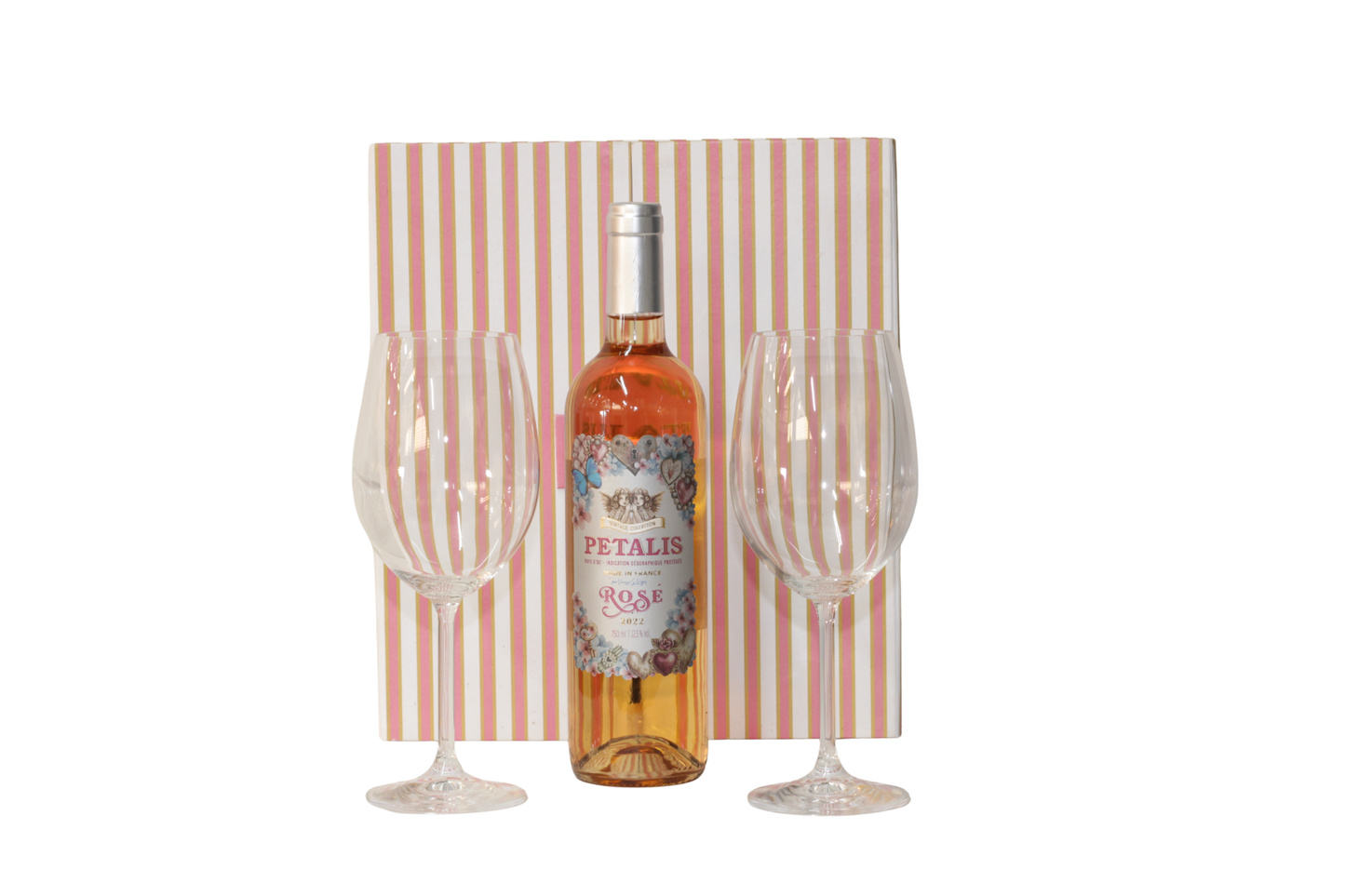 KIT CAIXA PERSONALIZADA 1 GARRAFA PETALIS E 2 TAÇAS